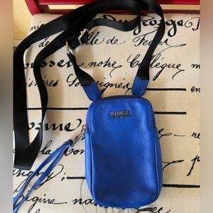 Aimee Kestenberg Leather Just Saying Stadium Crossbody Bag Cobalt Blue EUC